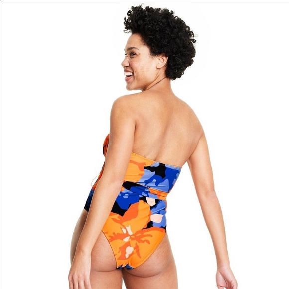 Floral Print Underwire Tie Front One Piece Swimsuit Maillot Tabitha Brown NWT - Picture 2 of 11